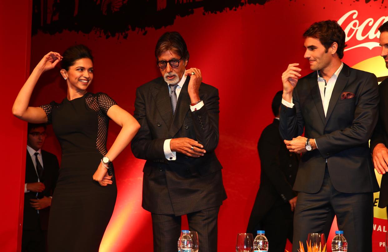 <p>File image: Deepika Padukone, Amitabh Bachchan and Roger Federer at the Coca-Cola gala dinner International Premier Tennis League </p> (Getty Images)