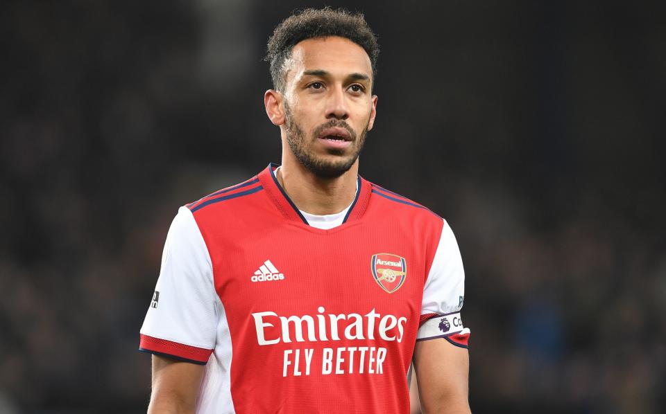 Arsenal's Pierre-Emerick Aubameyang after the Premier League match between Everton and Arsenal at Goodison Park on December 06, 2021 in Liverpool - Stuart MacFarlane/Arsenal FC via Getty Images