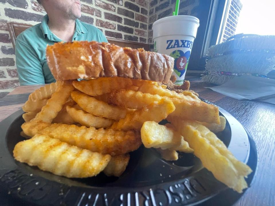 A plate of fries and Texas toast at Zaxby's