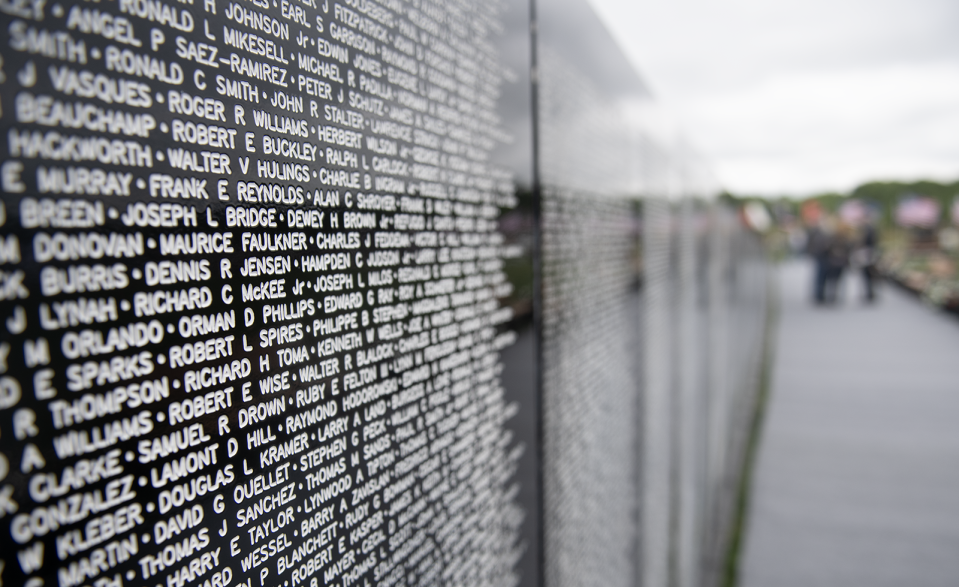 A panel of the Vietnam Traveling Memorial Wall at Hartman Park in Aurora.