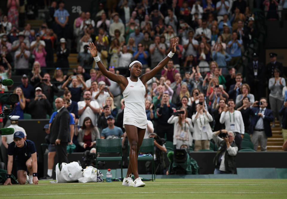 Cori "Coco" Gauff is headed to Wimbledon's third round after beating Magdalena Rybarikova in the second round on Wednesday. (Photo by Shaun Botterill/Getty Images)