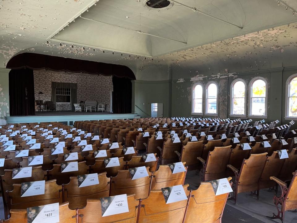 Out of commission since the 1970s, the light-filled theater in the upper floor of Peoria Women's Club has perfect acoustics.