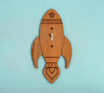 <div class="caption-credit"> Photo by: Etsy</div><b>Wood Rocket Plate Cover</b> <br> An organic twist on the classic rocket or spaceman theme -- we love the neutral color and simple, handmade style of this rocket ship light switch cover. <br> <i><a rel="nofollow noopener" href="http://www.disneybaby.com/blog/10-lighting-ideas-for-a-boys-nursery/#slide1" target="_blank" data-ylk="slk:Get it here;elm:context_link;itc:0;sec:content-canvas" class="link ">Get it here</a></i> <br> <b><i><a rel="nofollow noopener" href="http://www.disneybaby.com/blog/10-lighting-ideas-for-a-boys-nursery/#slide3" target="_blank" data-ylk="slk:For 3 more unique lighting ideas for your baby's nursery, visit Disney Baby!;elm:context_link;itc:0;sec:content-canvas" class="link ">For 3 more unique lighting ideas for your baby's nursery, visit Disney Baby!</a></i></b> <br> <br>