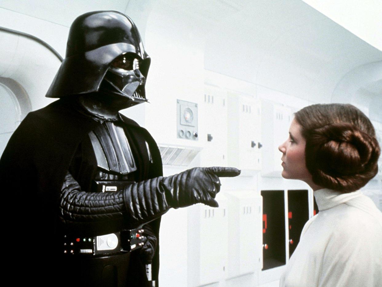 DAVID PROWSE, CARRIE FISHER, STAR WARS: EPISODE IV - A NEW HOPE, 1977