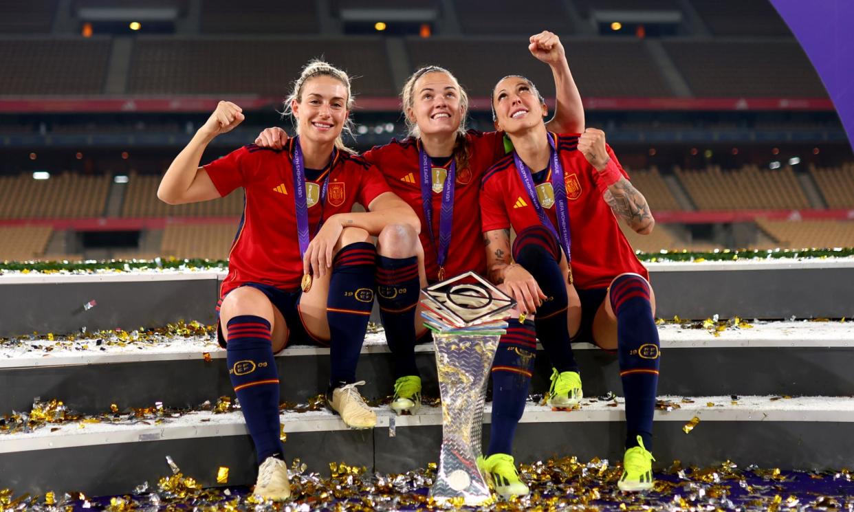 <span>Alexia Putellas, Irene Paredes and Jennifer Hermoso have all won trophies for Spain – but who has the most caps?</span><span>Photograph: Fran Santiago/Uefa/Getty Images</span>