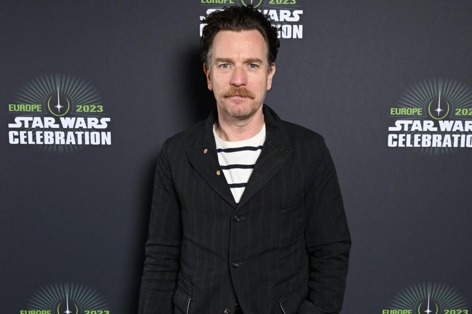 Ewan McGregor attends the Obi-Wan Kenobi panel at Star Wars Celebration in London at ExCel on April 09, 2023 in London, England.