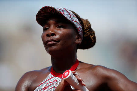 Tennis - French Open - Roland Garros, Paris, France - May 27, 2018 Venus Williams of the U.S. during her first round match against China's Qiang Wang REUTERS/Christian Hartmann