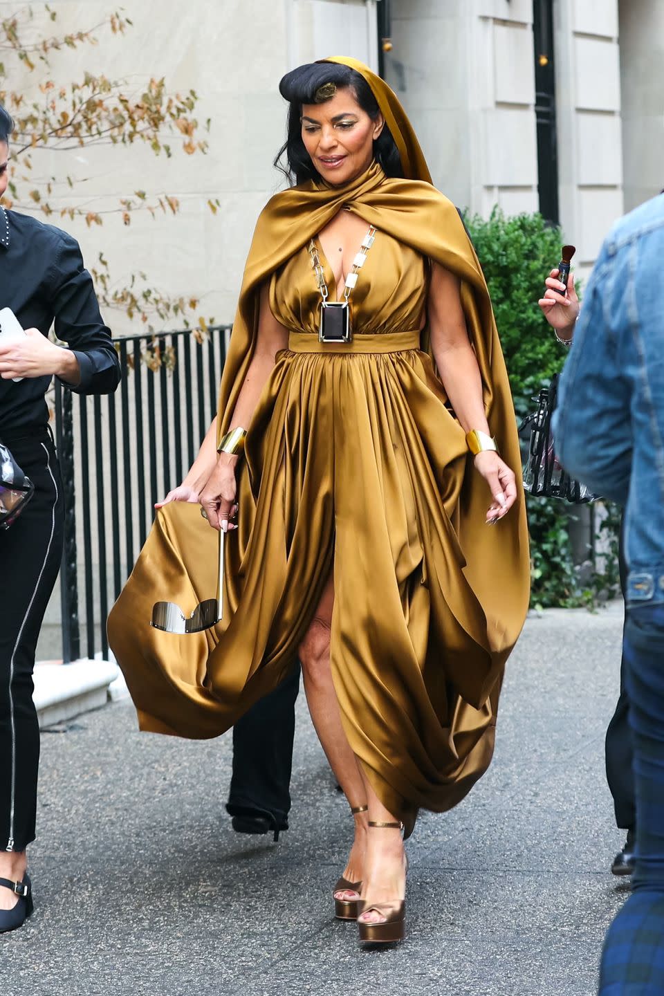 new york, ny january 09 sarita choudhury is seen at the film set of the and just like that tv series on january 09, 2023 in new york city photo by jose perezbauer griffingc images