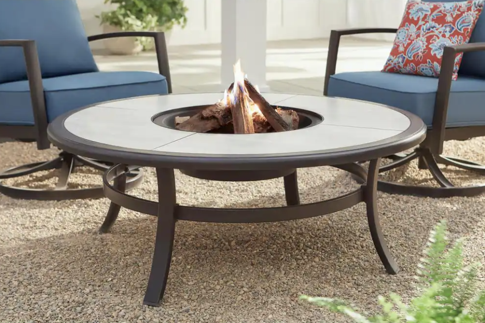 Wood burning fire pit table