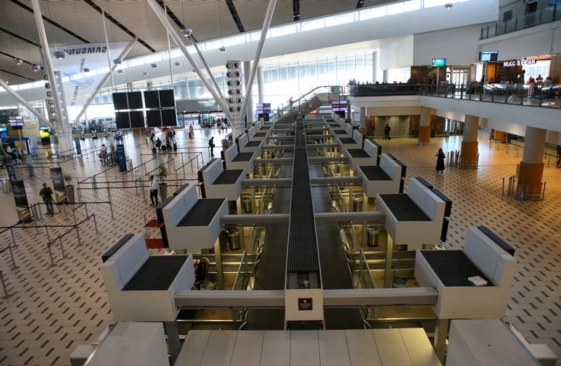 Deserted counters are seen as South African Airways (SAA) workers downed tools on Friday in a strike over wages and job cuts, at Cape Town International Airport