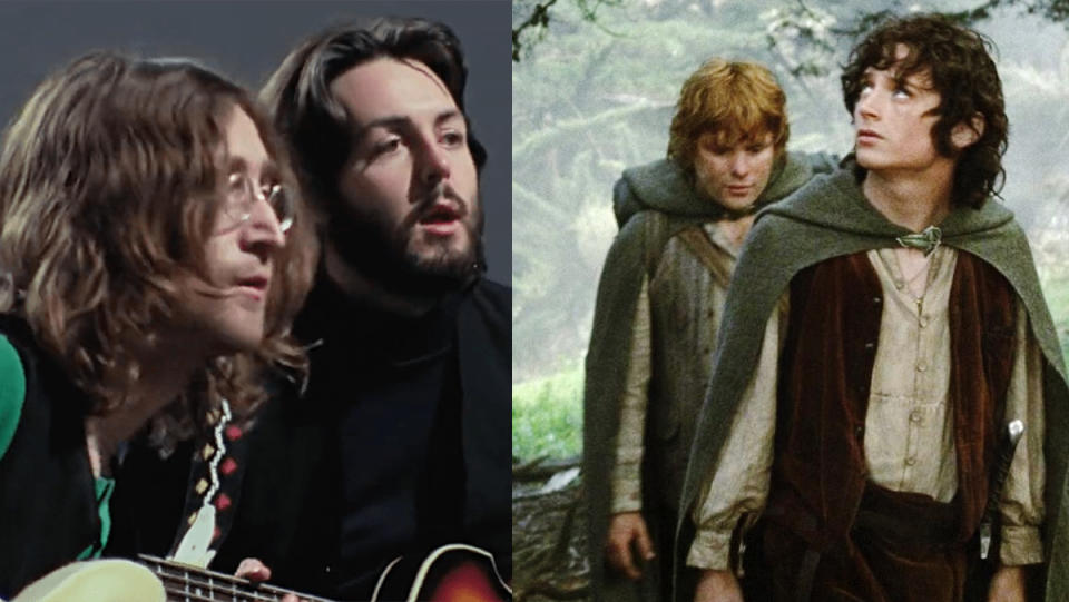 John Lennon and Paul McCartney in Get Back, and Frodo and Sam in Lord of the Rings.