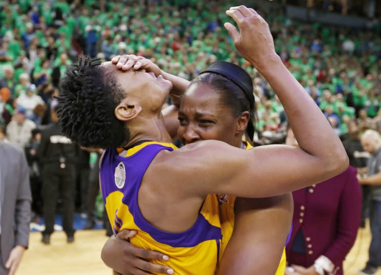 The Los Angeles Sparks captured and dramatic and thrilling winner-take-all Game 5. (Associated Press)