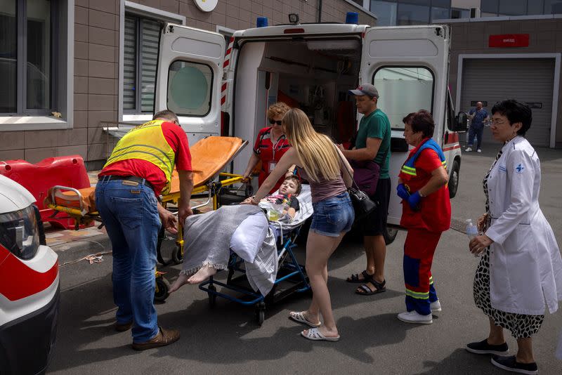 Aftermath of Russian missile strike on Okhmatdyt Children's Hospital in Kyiv