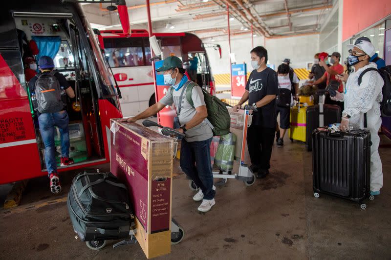 Repatriated Filipino workers stuck in quarantine amid the spread of the coronavirus disease (COVID-19) finally allowed to go home, in Paranaque City