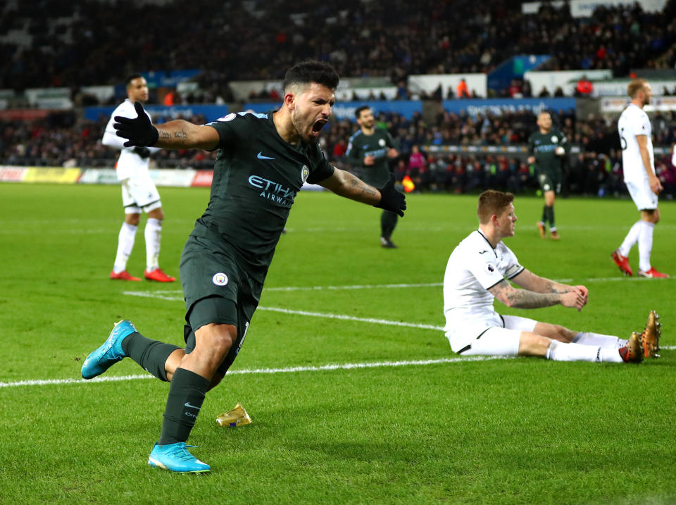 Sergio Aguero put the icing on the cake as Manchester City made history: Getty