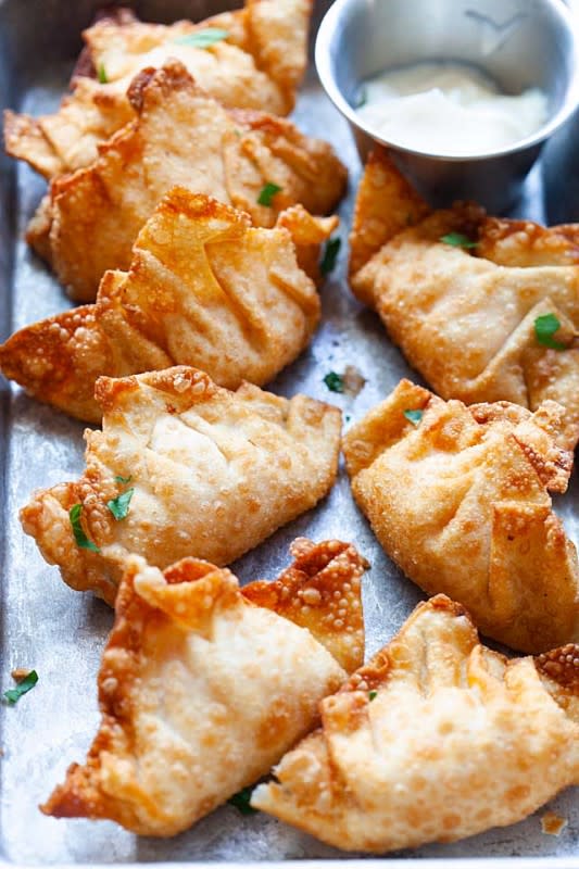 <p>Rasa Malaysia</p><p>Crispy wontons filled with shrimp are popular dim sum found at Chinese restaurants. Make them at home with this easy recipe!</p><p><strong>Get the recipe: <a href="https://rasamalaysia.com/fried-shrimp-wontons/" rel="nofollow noopener" target="_blank" data-ylk="slk:Fried Shrimp Wontons;elm:context_link;itc:0;sec:content-canvas" class="link "><em>Fried Shrimp Wontons</em></a></strong></p>