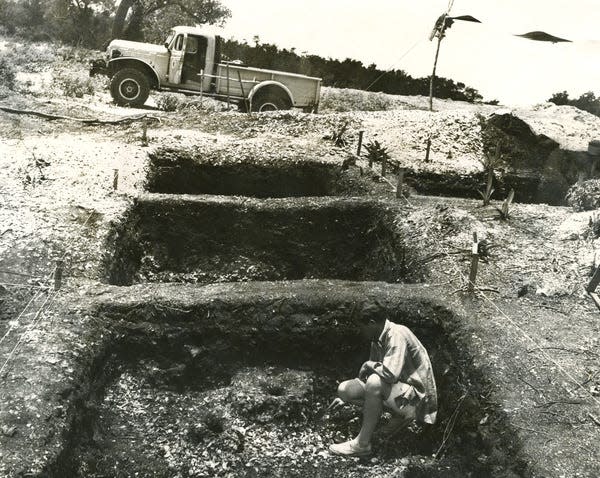 Archaeologist at excavation site in Caxambas Park on Marco Island.