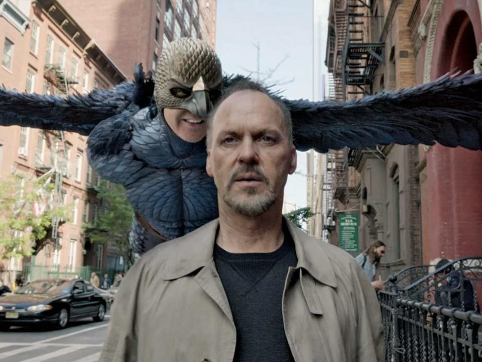 Michael Keaton as Birdman and Riggan Thompson.