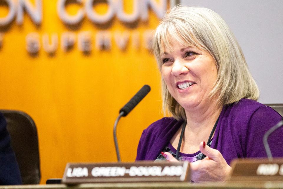 Supervisor Lisa Green-Douglass is seen during an informal meeting on Thursday, Dec. 6, 2018, at the Johnson County Administrative Building in Iowa City.