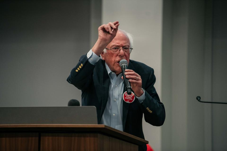 CHICAGO, IL - SEPTEMBER 24: Democratic presidential candidate Sen. Bernie Sanders (I-VT)  speaks at a rally in support of the Chicago Teachers Union ahead of an upcoming potential strike on September 24, 2019 in Chicago. With Chicago teachers demanding increased school funding, pay raises, and more healthcare benefits, the Vermont Senator praised teachers' work and called for dramatically increased support for public schools nationwide. (Photo by Scott Heins/Getty Images)