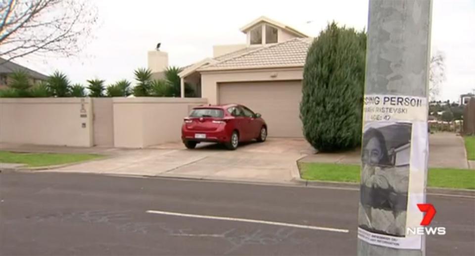 A missing persons poster plastered on a pole outside the Ristevski home. Source: 7 News