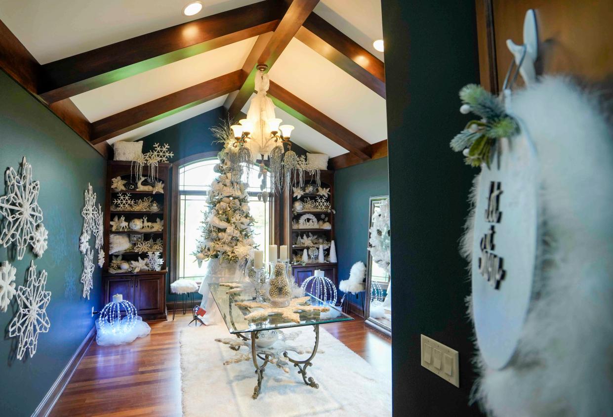 Jackie Malinowski, decorator and owner of Key Pieces in Merton, decorated the dining area in Alan and Laura Swan's house with the theme "Snowflakes and Silhouettes." The home is decked out for the holidays as part of the 2023 Christmas Fantasy House, an annual fundraiser for the Ronald McDonald House Charities.