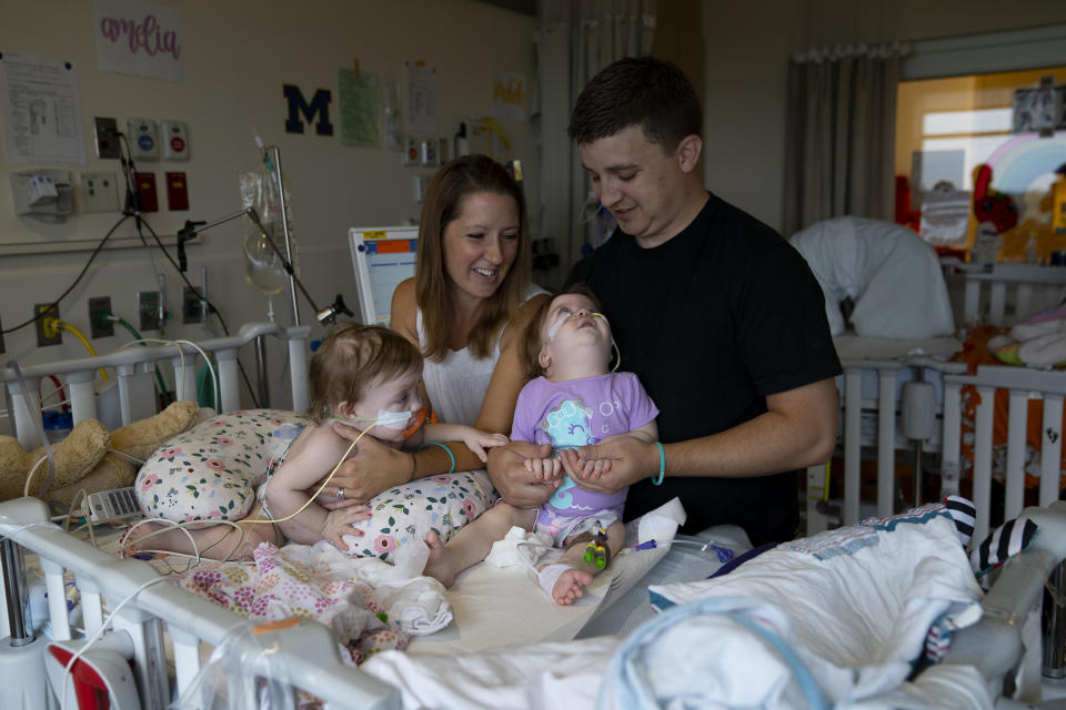 Following their surgery, the twins stayed at the hospital for a month. (Joe Hallisy / Michigan Medicine)