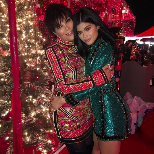 Kris and Kylie Jenner shared a hug at the Kardashian-Jenner Christmas Eve party