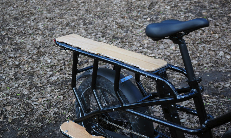 Image of the Mycle Cargo bike in a wood.