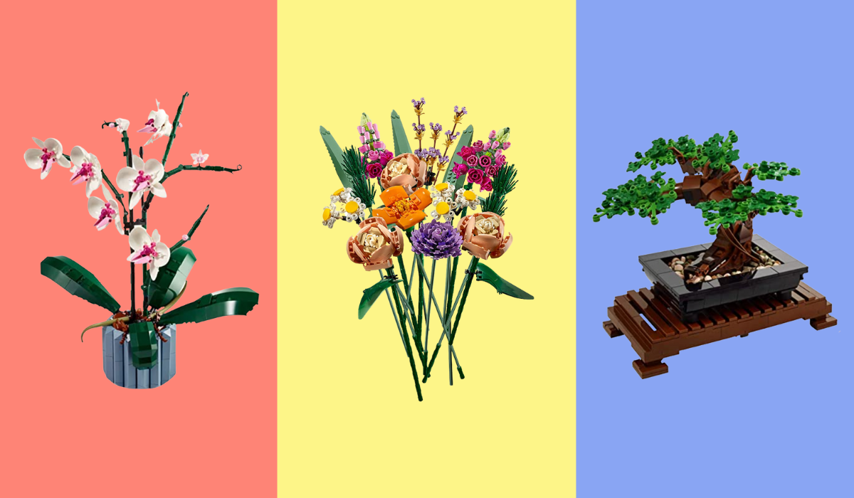 Lego orchid, flower bouqet and bonsai tree sets.