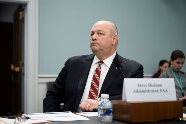 PHOTO: In this March 11, 2020, file photo, FAA Administrator Steve Dickson arrives to testify before the House Appropriations Subcommittee on Transportation, Housing and Urban Development, and Related Agencies in Washington, D.C.  (Caroline Brehman/CQ-Roll Call, Inc via Getty Images, FILE)