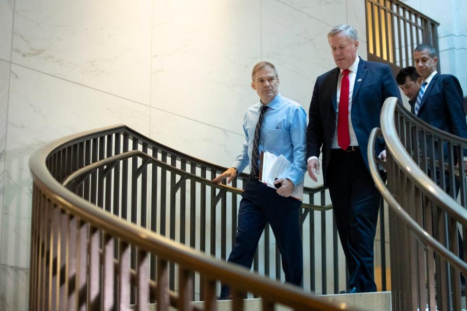 Rep. Jim Jordan (R-OH) and former U.S. Rep. Mark Meadows (R-NC) created the House Freedom Caucus that proved to be a headache for House Republican leaderhip. (Getty Images)
