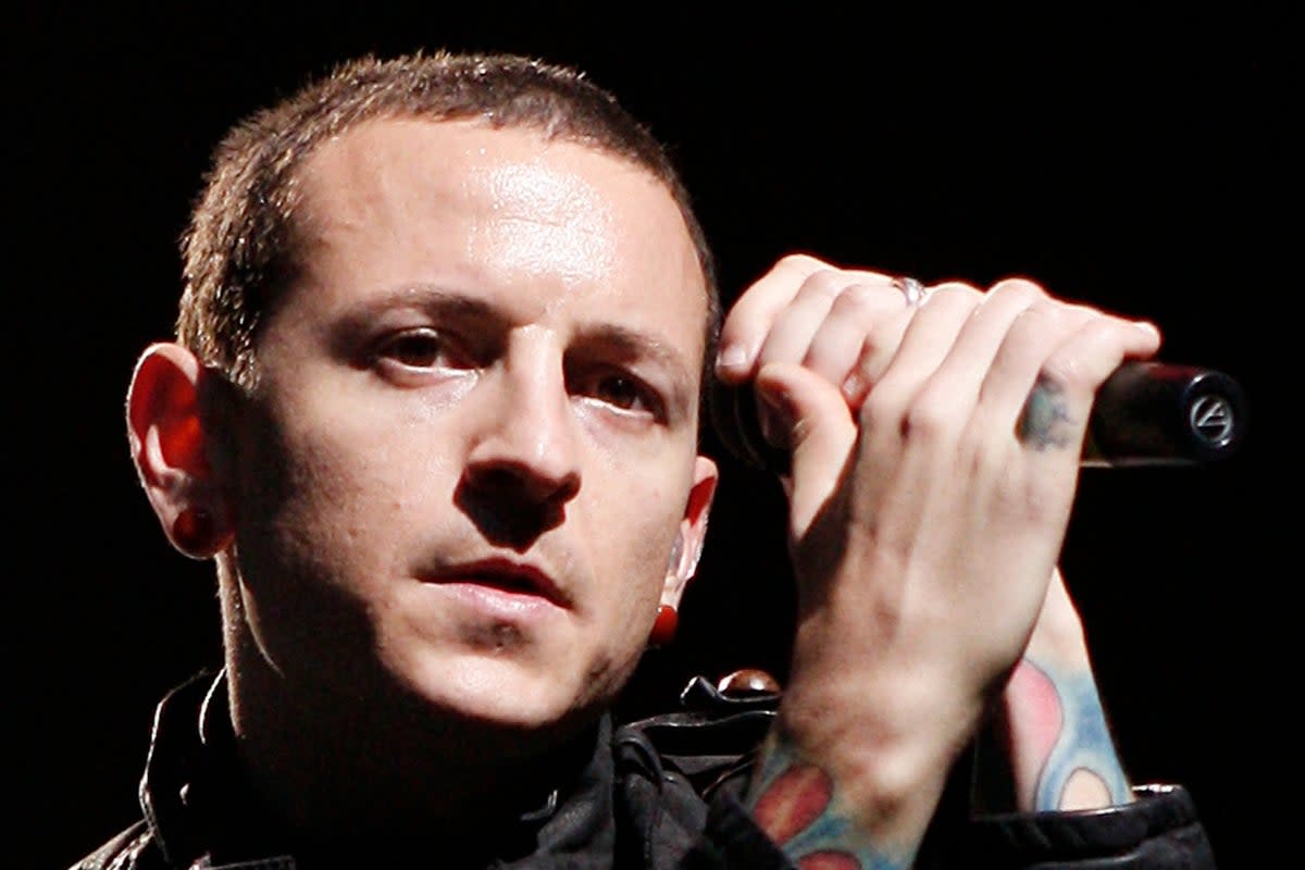 Chester Bennington performing with Linkin Park in Los Angeles in March 2008 (Kevin Winter/Getty Images)