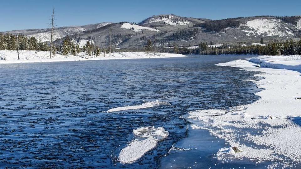 madison river america with frazil ice