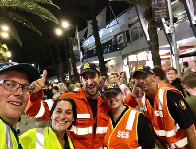 SES volunteers help out at schoolies. Source: Instaragm