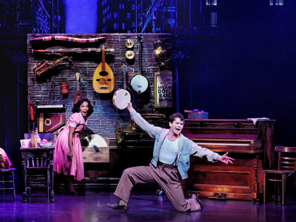 Colton Ryan and Anna Uzele in Broadway’s “New York, New York.” Ryan, a Lexington native, was nominated for a Tony Award for his performance in the musical.