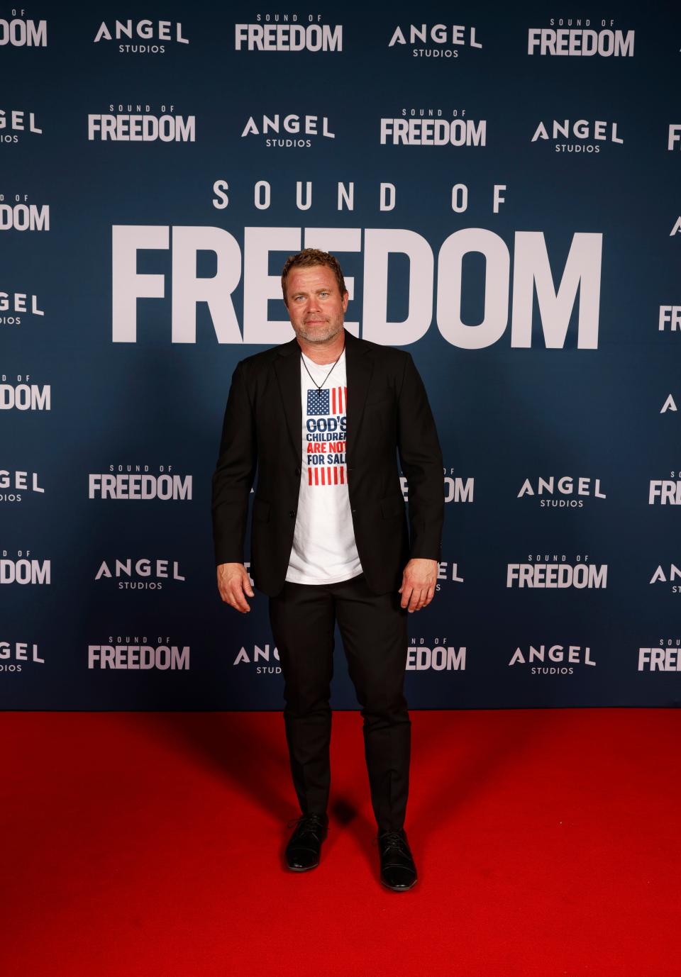 Tim Ballard, seen at the 2023 premiere of "Sound of Freedom," has denied sexual misconduct allegations detailed in a Vice report.