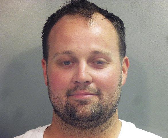 This photo provided by the Washington County (Ark.) Jail shows Joshua Duggar. Former reality TV Star Josh Duggar is being held in a northwest Arkansas jail after being arrested, Thursday, April 29, 2021 by federal authorities, but it’s unclear what charges he may face. (Washington County Arkansas Jail via AP)