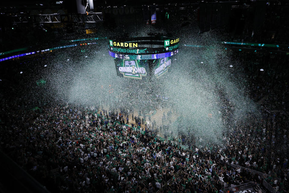 Boston, MA - June 17: The Boston Celtics win the 2024 NBA Finals over the Dallas Mavericks at TD Garden. (Photo by Danielle Parhizkaran/The Boston Globe via Getty Images)