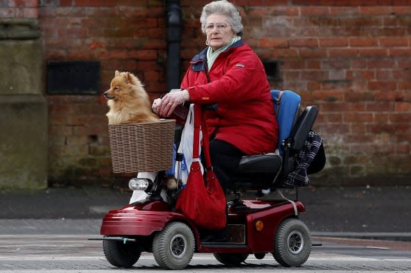 woman with mobility scooter