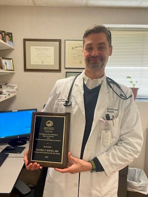 Dr. Daniel Sousa, a pulmonologist and critical care physician with Southcoast Health, has been selected as the Bristol South District Medical Society’s 2022 Community Clinician of the Year.
