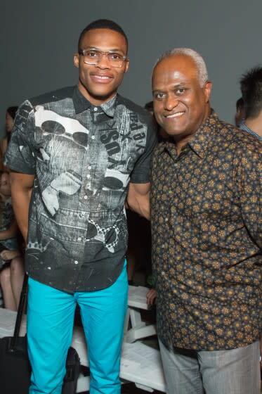 Russell Westbrook and agent Thad Foucher attend the Billy Reid show during Spring 2013 Mercedes-Benz Fashion Week in New York