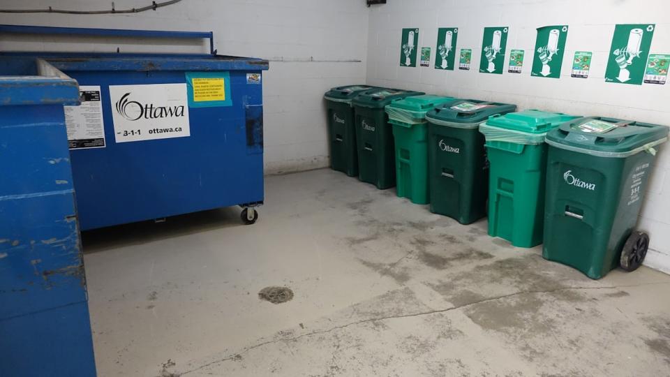 A green bin program in an Ottawa condominium but only 29-percent of apartment and condo buildings offer similar composting services.