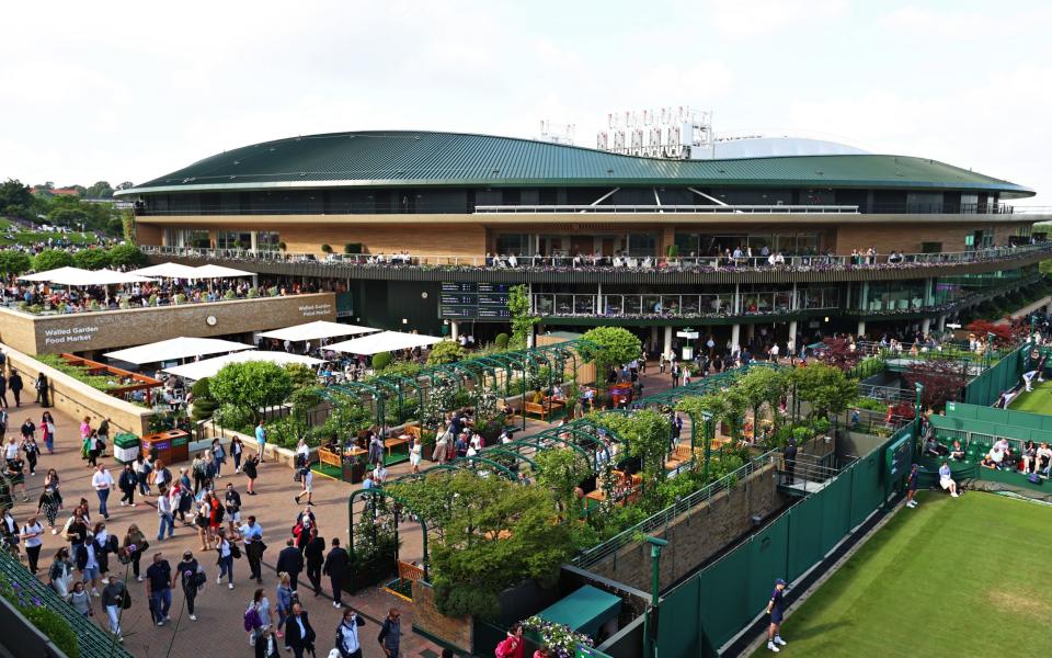 General view across the grounds of the recently refurbished Court 1 and it's roof during Day One of The Championships - Wimbledon 2021 at All England Lawn Tennis and Croquet Club on June 28, 2021 in London, England