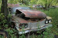 <p>We wonder what used to be under this 1960 Plymouth Belvedere’s badly misshapen hood. The car was offered with a choice of optional V8s, but it was probably fitted with the <strong>standard inline six-cylinder</strong> engine. The 3.7-liter unit, which generated 145hp, took the car to 60mph in 14.4sec.</p>