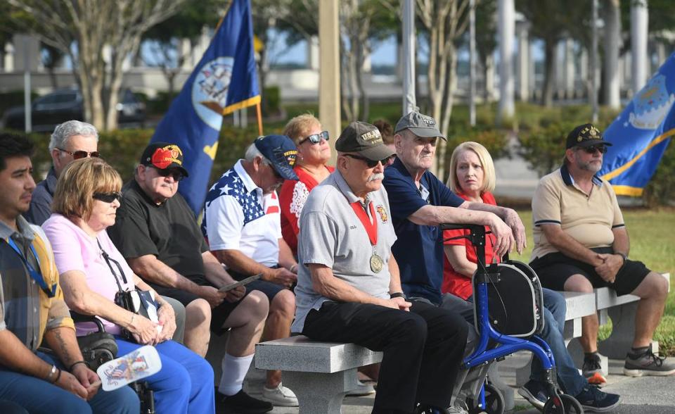 Veterans were a large percentage of those attending a ceremony honoring the 50 year anniversary of the peace treaty that ended the Vietnam War at the Veteran’s Monument in Bradenton Wednesday, March 29, 2023.