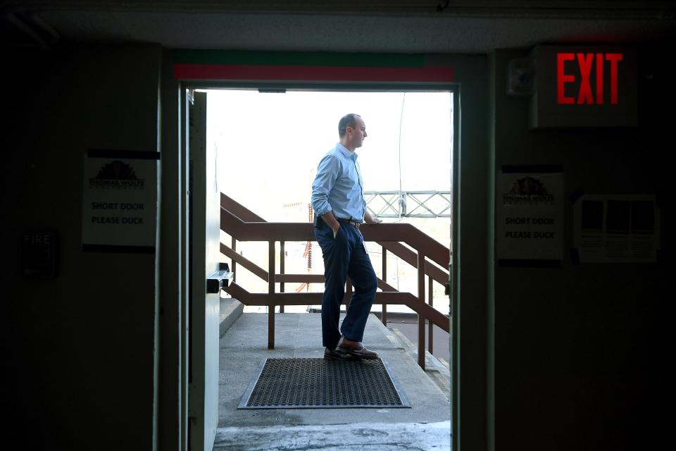 Chris Corl, the city's director of Community and Regional Entertainment Facilities, is pictured here on April 1, 2019, waiting outside the back entrance to the Thomas Wolfe Auditorium.