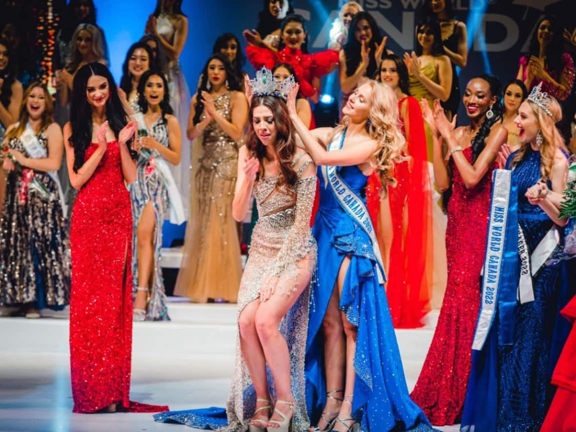 Emma Morrison is crowned Miss World Canada 2022 on Sunday, Nov. 13, 2022. A member of Chapleau Cree First Nation, Morrison is the first Indigenous woman to hold the title. (Peter Jung Photography - image credit)