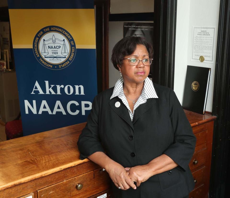 Judi Hill, president of the Akron NAACP, pictured at her office.