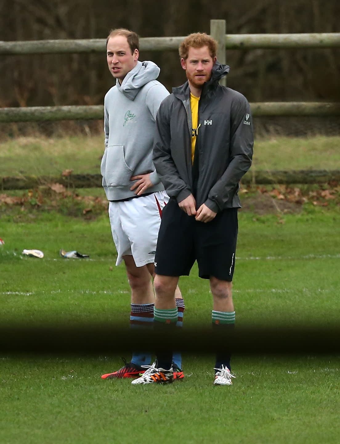 kings lynn, england december 24 prince william, duke of cambridge and prince harry play football in the annual sandringham football match at sandringham on december 24, 2015 in kings lynn, england photo by danny e martindalegc images